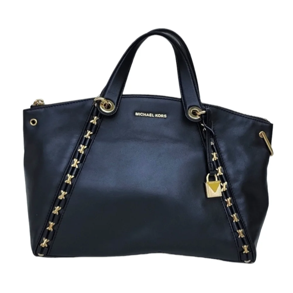 MICHAEL KORS Sadie Leather Satchel Black Leather Chain‎ Lock Crossbody Purse Bag